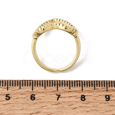 Brass Micro Pave Cubic Zirconia Open Cuff Rings RJEW-P186-04G-1