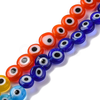 Chakra Theme Handmade Evil Eye Lampwork Beads Strands LAMP-G164-07A-1