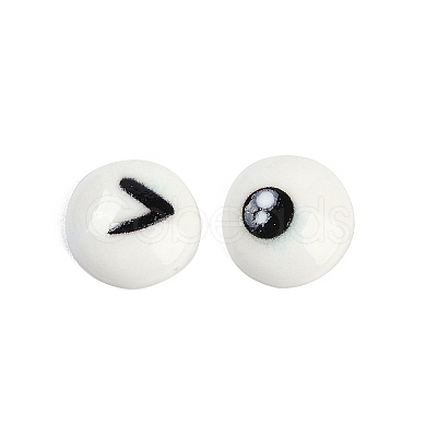 White and Black Flat Round Cartoon Resin Cabochons LS-CRES-Q009-01J-1