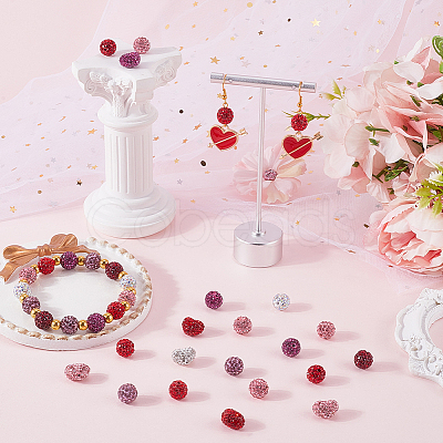 56Pcs Valentine's Day Themed Polymer Clay Pave Good Quality Rhinestone Beads RB-SC0001-20-1