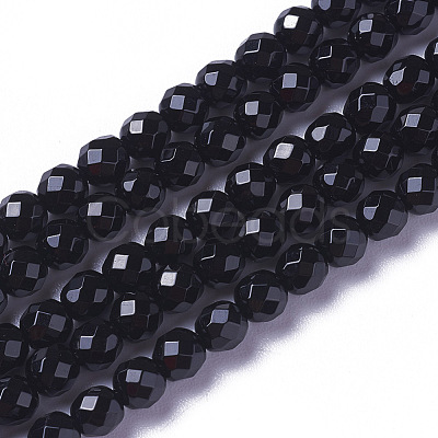 Natural Dyed & Heated Black Onyx Beads Strands X-G-F596-28-2mm-1