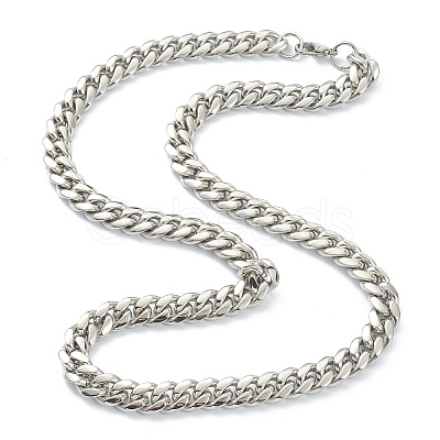 304 Stainless Steel Cuban Link Chain Bracelets & Necklaces Jewelry Sets SJEW-B019-03C-P-1