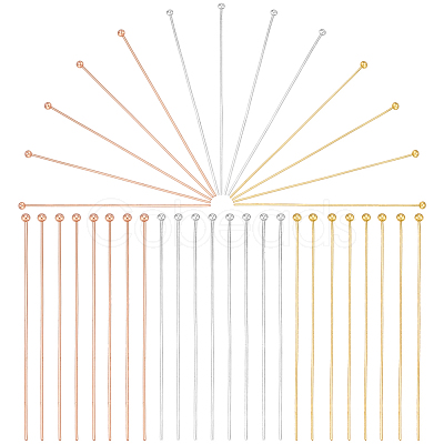 180Pcs 3 Colors Brass Flat Head Pins KK-ME0002-83-1
