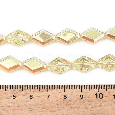 Electroplate UV Plating Glass Beads Strands EGLA-B010-01A-HP02-1