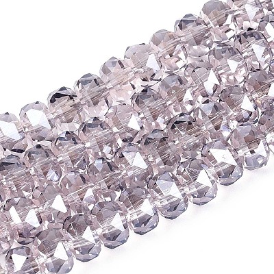 Electroplate Transparent Glass Beads Strands EGLA-N022-04A-D15-1