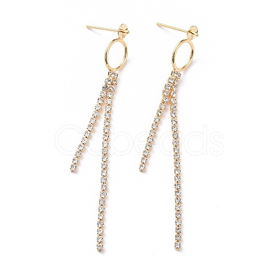 Brass Cubic Zirconia Tassels Stud Earring Findings X-KK-S350-050G-1