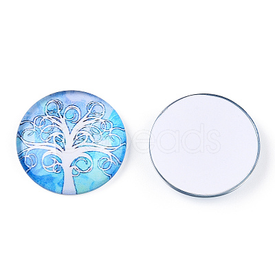 Half Round/Dome Tree Pattern Glass Flatback Cabochons for DIY Projects LS-GGLA-Q037-25mm-M28-08-1