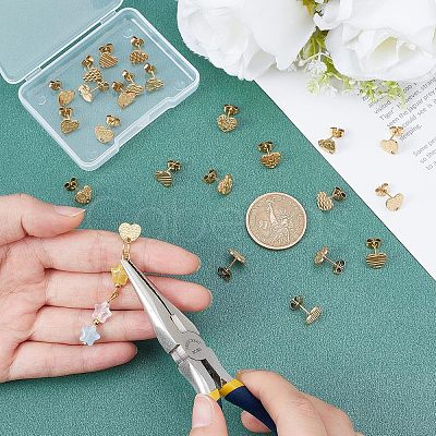 24Pcs 6 Style Heart Shape PVD Vacuum Plating 304 Stainless Steel Stud Earring Findings EJEW-UN0001-64-1