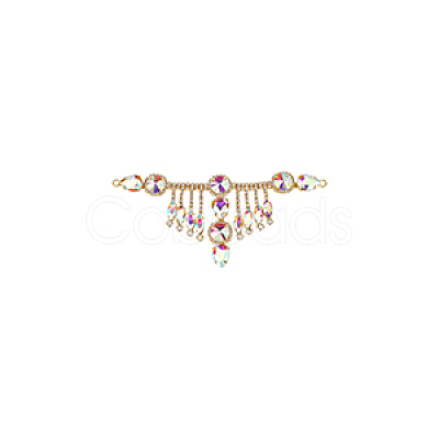 1Pc Flower Brass Rhinestone Ornament Accessories OHAR-FG0001-04C-1