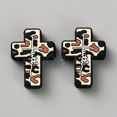 Halloween Cross Silicone Beads SIL-WH0025-01A-1