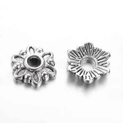 Tibetan Style Alloy Bead Caps TIBEB-Q022-AS-FF-1