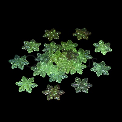 Christmas Snowflake UV Plating Luminous Rainbow Iridescent Acrylic Beads LACR-R001-07A-1