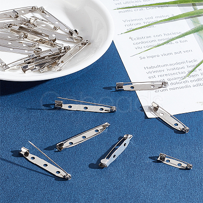 100Pcs 4 Styles Iron Safety Pin Brooch Findings IFIN-LP0001-11-1