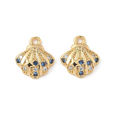 Brass Micro Pave Cubic Zirconia Charms KK-C099-01D-G-1