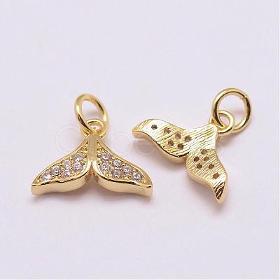 Brass Micro Pave Grade AAA Cubic Zirconia Charms ZIRC-G093-01G-NR-1