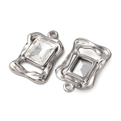 304 Stainless Steel Glass Pendants STAS-P406-01P-1