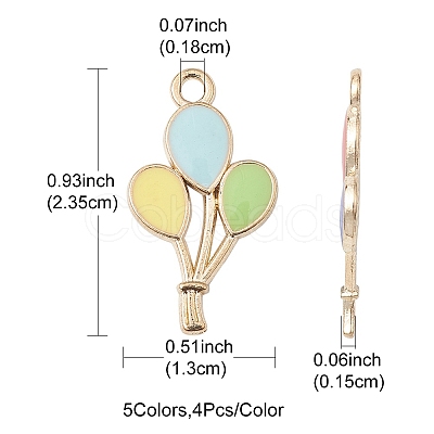 20Pcs 5 Colors Alloy Enamel Pendants ENAM-YW0002-82-1