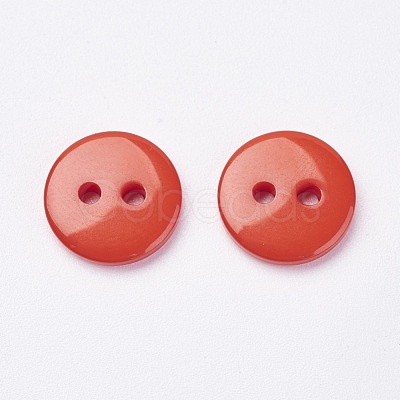 2-Hole Flat Round Resin Sewing Buttons for Costume Design BUTT-E119-18L-08-1