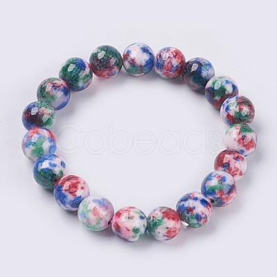 Natural Jade Beaded Stretch Bracelet BJEW-P214-M-8mm-1