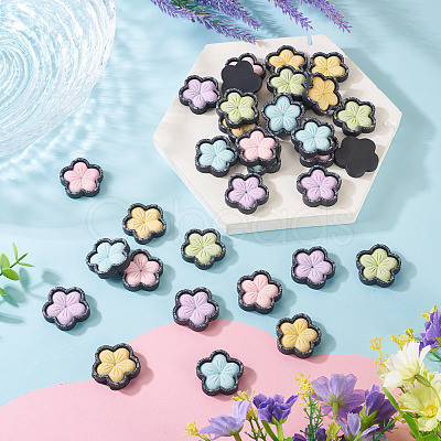50Pcs 5 Colors Sakura Opaque Resin Cabochons CRES-TA0001-74-1