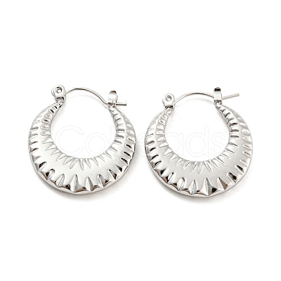 Non-Tarnish Texture Ring 304 Stainless Steel Hoop Earrings for Women EJEW-C067-07P-1