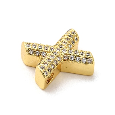 Brass Micro Pave Clear Cubic Zirconia Charms ZIRC-C009-01G-X-1