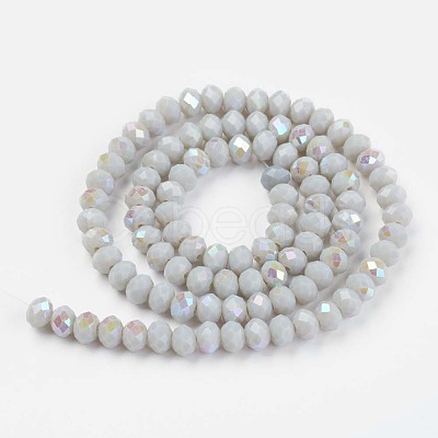 Electroplate Opaque Solid Color Glass Beads Strands EGLA-A034-P4mm-L16-1