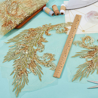 4Pcs 2 Style Polyester Embroidery Sew on Appliques PATC-MA0001-33A-1