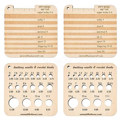 Square Wooden Knitting Needle Gauge Tools PW-WG42712-01-1