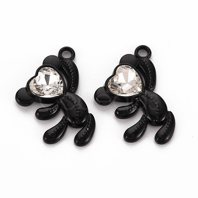 Spray Painted Alloy Rhinestone Pendants PALLOY-Q433-033C-RS-1