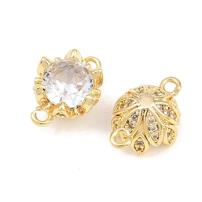 Brass Pave Clear Cubic Zirconia Connector Charms CU-CBAA6E8-11G-1