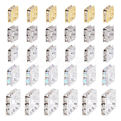 200Pcs 5 Styles Brass Rhinestone Spacer Beads KK-TA0003-39-1