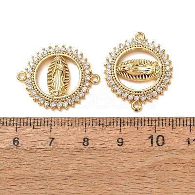 Brass Micro Pave Clear Cubic Zirconia Connector Charms CU-CBA4579-18G-1