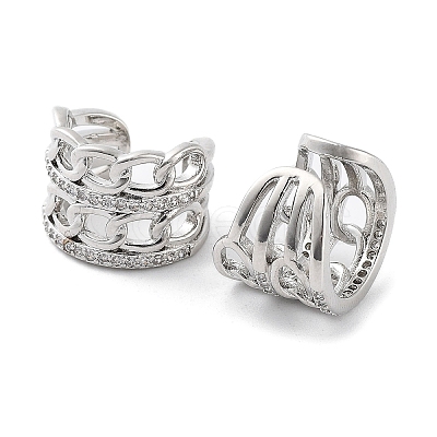 Brass Micro Pave Cubic Zirconia Cuff Earrings EJEW-D088-09P-1