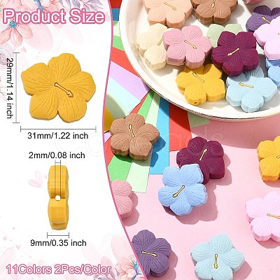 22Pcs 11 Colors Flower Food Grade Eco-Friendly Silicone Focal Beads SIL-CJ0002-56-1