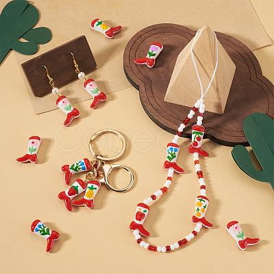 5Pcs Boot Baking Paint Glass Enamel Beads LAMP-TADJ0001-08-1