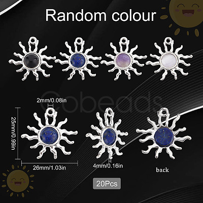 20Pcs Natural Gemstone Pendants FIND-SC0003-99-1