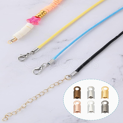 180Pcs 6 Colors Brass Folding Crimp Ends KK-LP0004-66-1