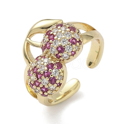 Brass Micro Pave Cubic Zirconia Cuff Rings RJEW-H256-14G-02-1