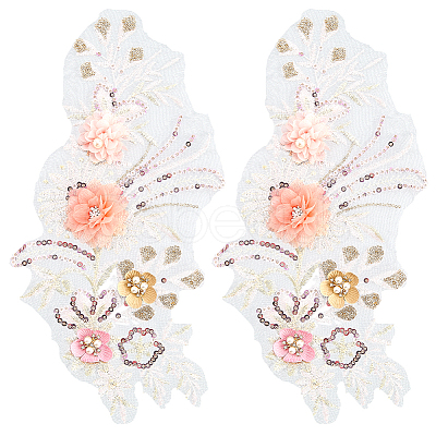 Polyester Embroidery Lace Cloth Patches AJEW-WH20070-079A-1