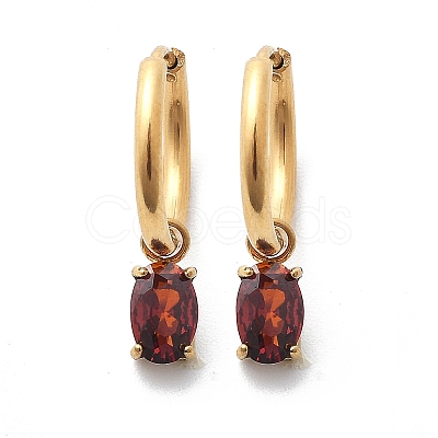 Ion Plating(IP) 304 Stainless Steel Micro Pave Cubic Zirconia Hoop Earrings STAS-R004-07G-01-1