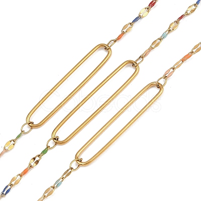 304 Stainless Steel Enamel Dapped Chain Oval Link Chains CHS-K021-15G-02-1