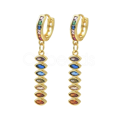 Brass Pave Cubic Zirconia Hoop Dangle Earrings KK-CBAD9DF-02G-A-1