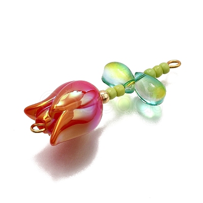 UV Plated Acrylic Flower Links Connector Charms PALLOY-TA00272-1