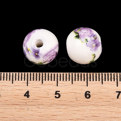 Floral Printed Porcelain Beads X-PORC-Q199-12mm-01-1