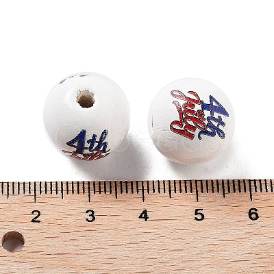 Independence Day Theme Wood European Beads WOOD-M011-07C-1