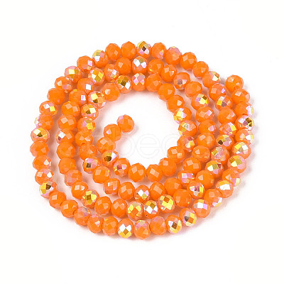 AB Color Plated Opaque Glass Rondelle Beads Strands EGLA-T029-4mm-09F-1