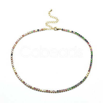 Brass Tennis Necklaces NJEW-I104-14G-1
