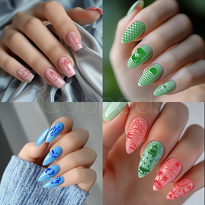 Stainless Steel DIY Nail Art Templates MRMJ-WH0092-093-1