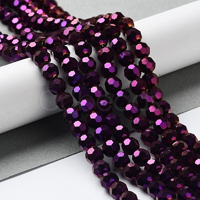 Faceted(32 Facets) Electroplate Glass Bead Strands X-EGLA-R042-6mm-02-1